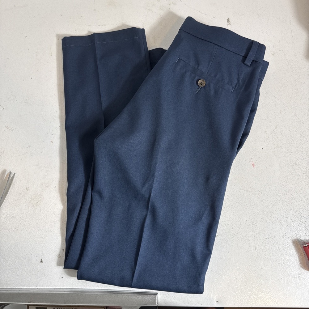 Haggar Mens Pants 32x32 Navy Blue In Motion Performance Dress Slacks